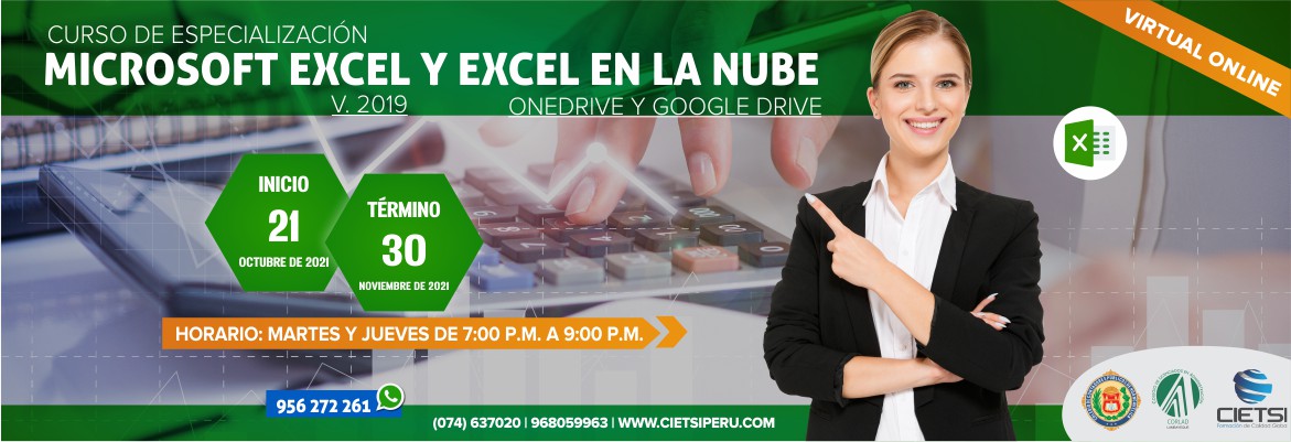 CURSO DE ESPECIALIZACIÓN EN MICROSOFT EXCEL V. 2019 Y EXCEL EN LA NUBE 2021